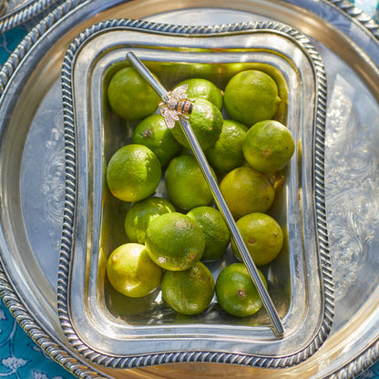 Stripey bee metal straws - Set of 4