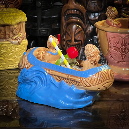Thor's "Tiki Bob Sled" Tiki Mug, a TikiLand theme park ride vehicle, with Signed Matted Art Print, and Signed COA - Limited Edition of 350 - Ready to Ship (FREE SHIPPING in U.S.)