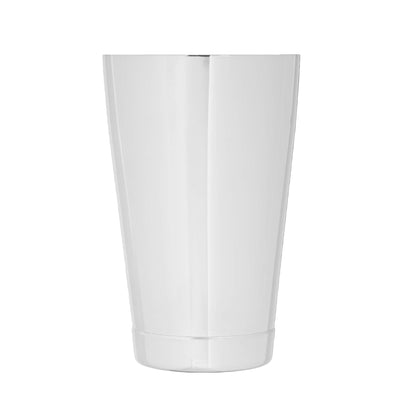 A barfly stainless steel shaker cocktail tin set of 18 oz and 28 oz on a white background