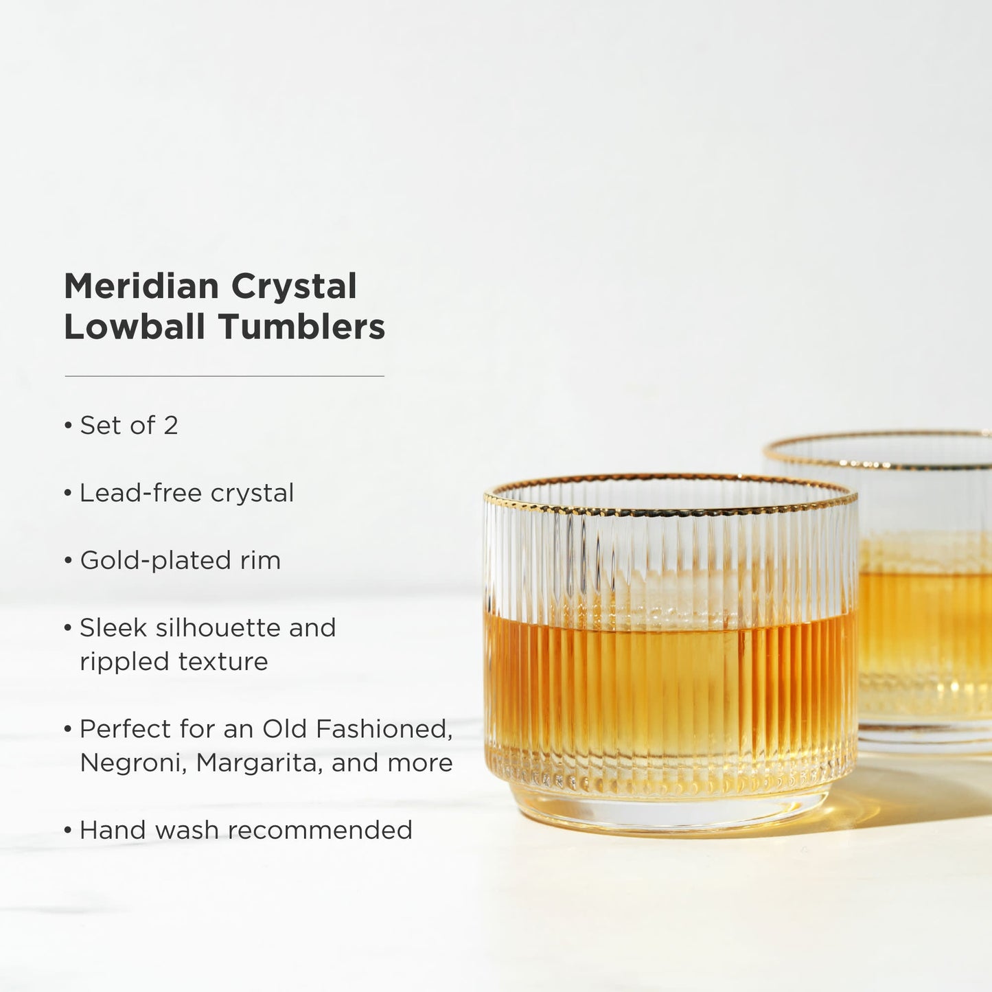 Viski Meridian Crystal Lowball Tumblers Set of 2