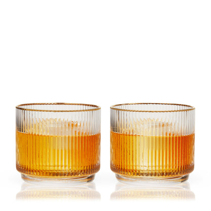 Viski Meridian Crystal Lowball Tumblers Set of 2