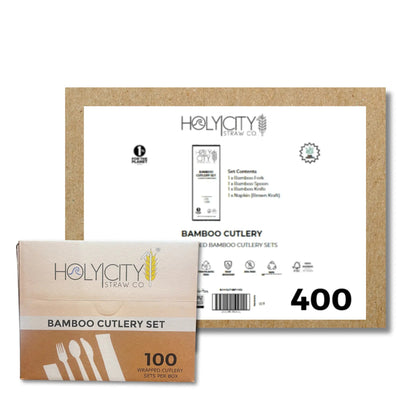 6.7" Wrapped Bamboo Cutlery Set