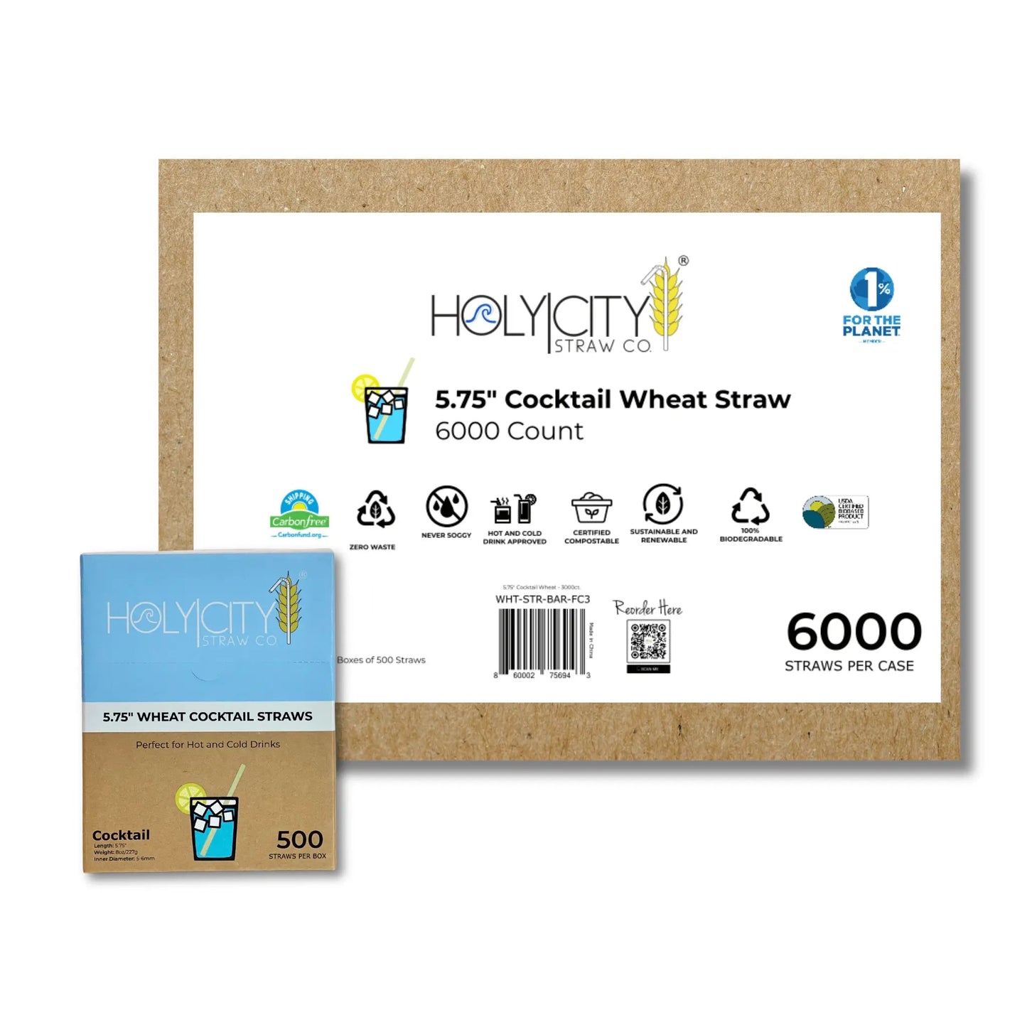 5.75" Cocktail Wheat Straws