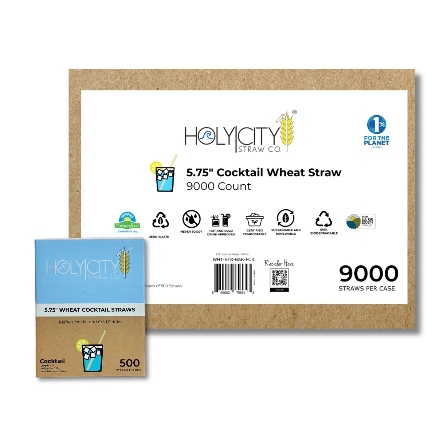 5.75" Cocktail Wheat Straws