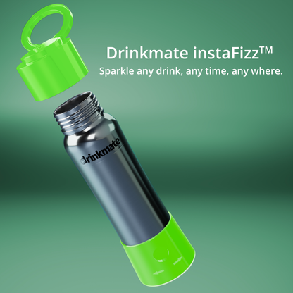 instaFizz Stainless Steel Water Bottle Bundle with 10 CO2 Cartridges (Plus Silicone Sleeve)