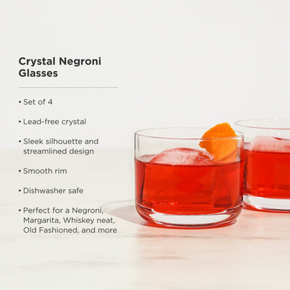 Viski Raye Crystal Negroni Glasses Set of 4