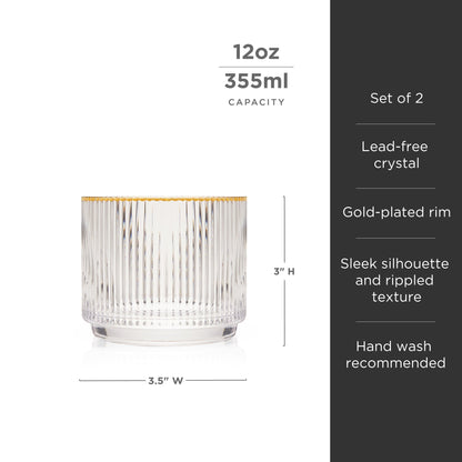 Viski Meridian Crystal Lowball Tumblers Set of 2