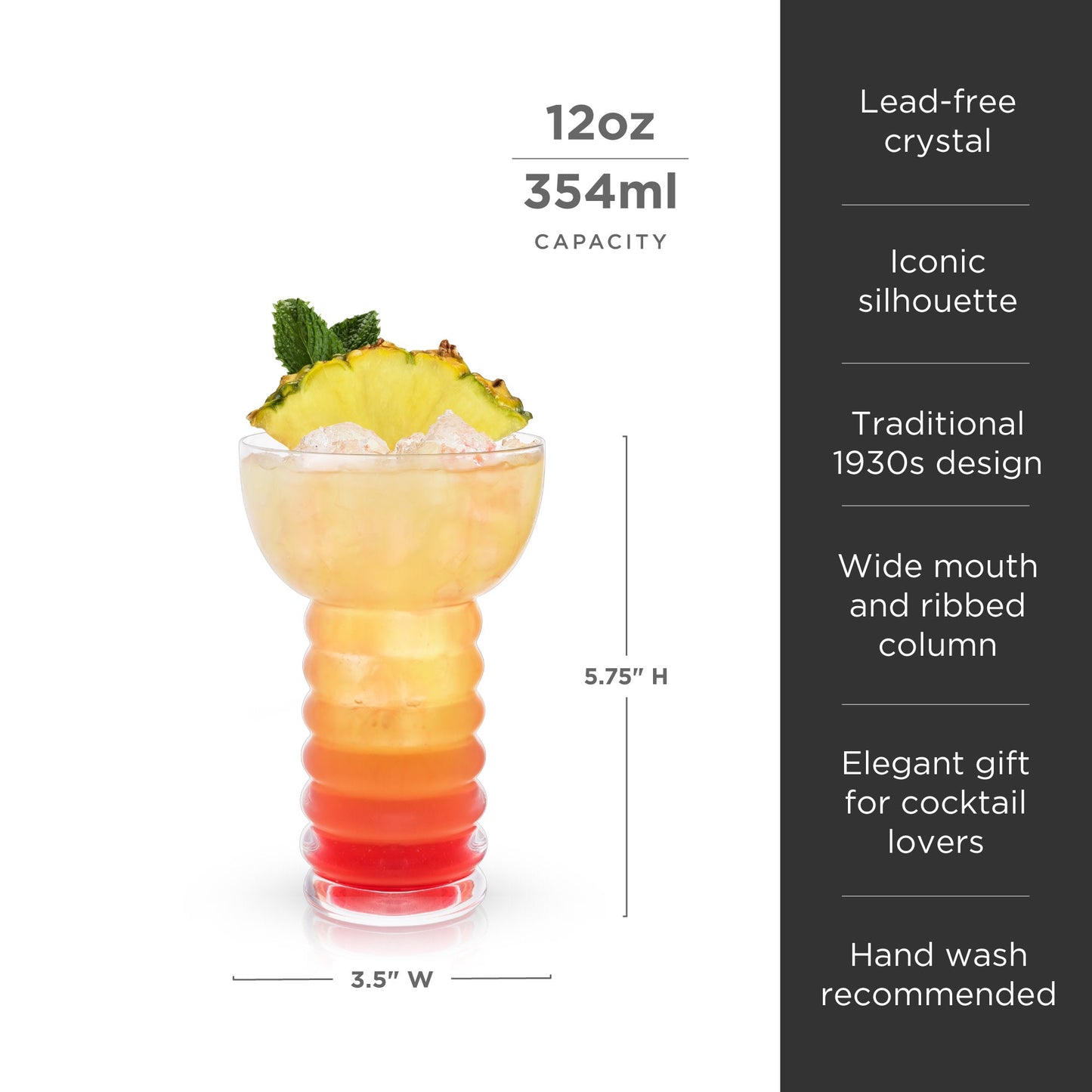 Viski Pacific Crystal Pearl Diver Glasses Set of 2