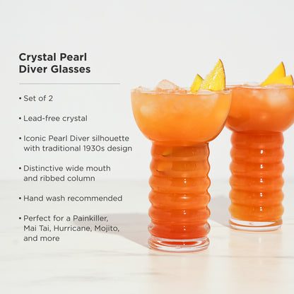 Viski Pacific Crystal Pearl Diver Glasses Set of 2